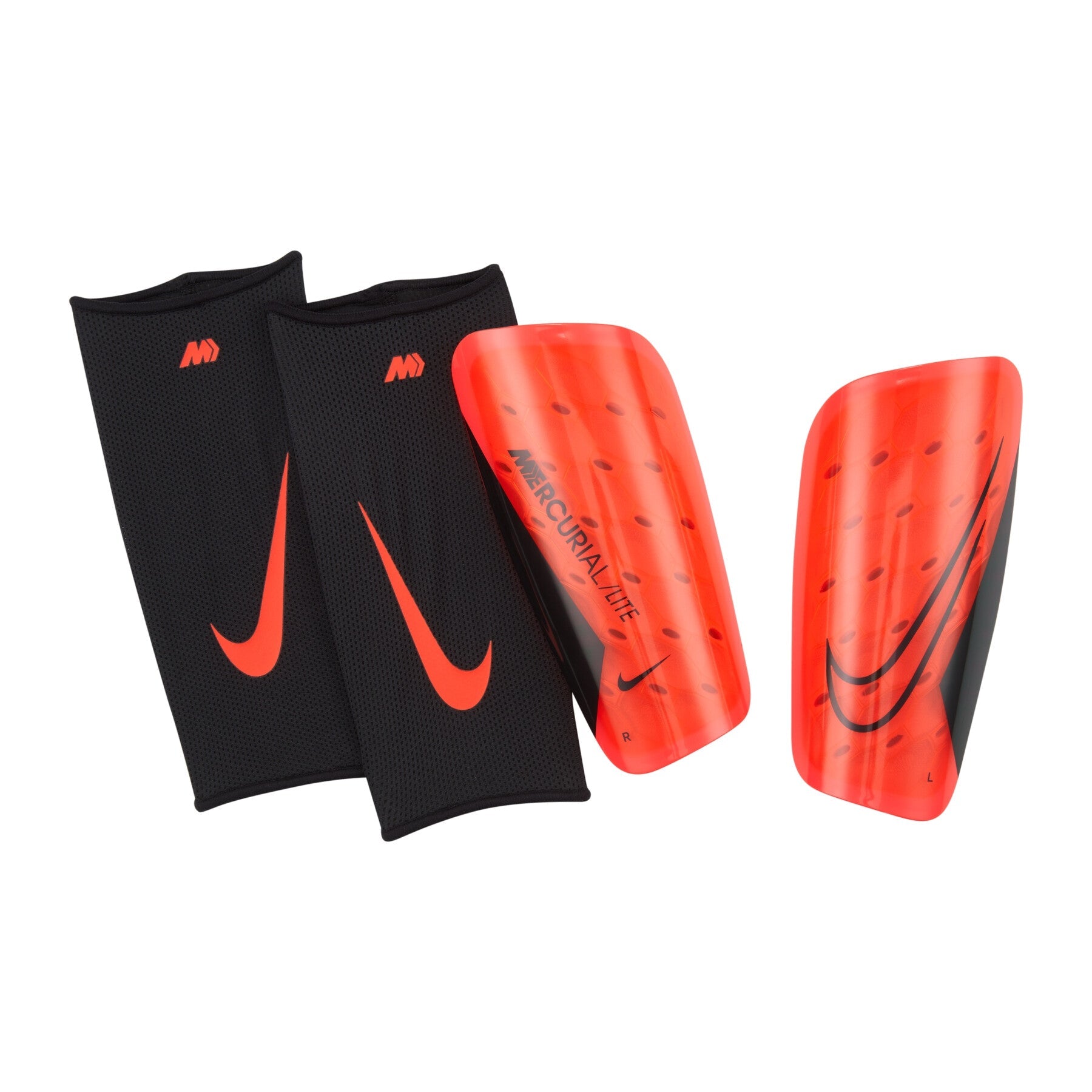 Protège-tibias Nike Mercurial Lite rouge et noirs